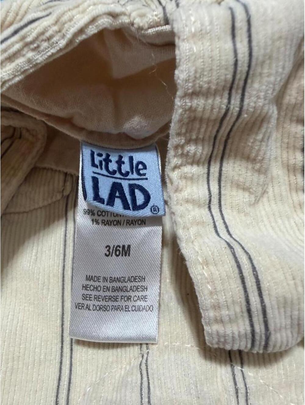 Little Lad Vintage Cream Tan Dungaree Overalls 3/6 Months‎ Toddler Neutral - Picture 3 of 4